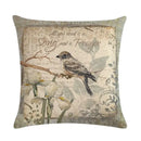 Axyaa Retro Bird Branch Linen Pillow Cover for Home Decor and Comfort