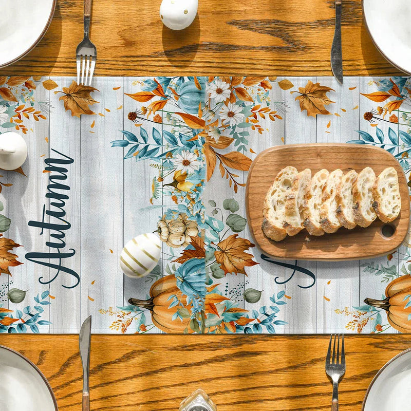 Axyaa Watercolor Maple Leaf Flower Table Runner for Farmhouse Dining and Wedding Parties