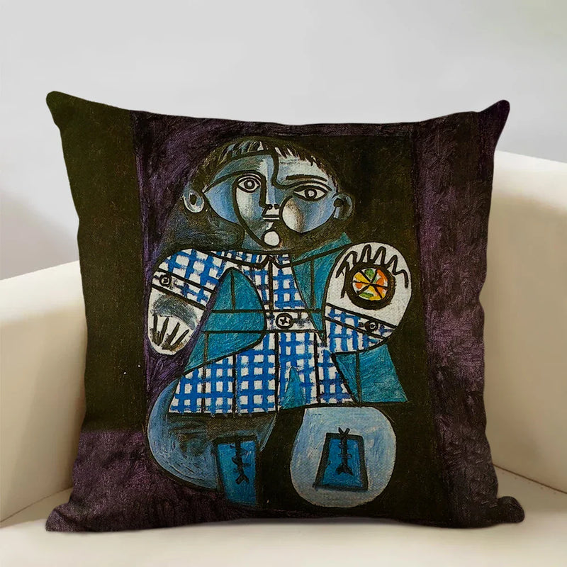 Pablo Picasso Abstract Art Cushion Cover 45x45cm Beige Linen Axyaa Brand
