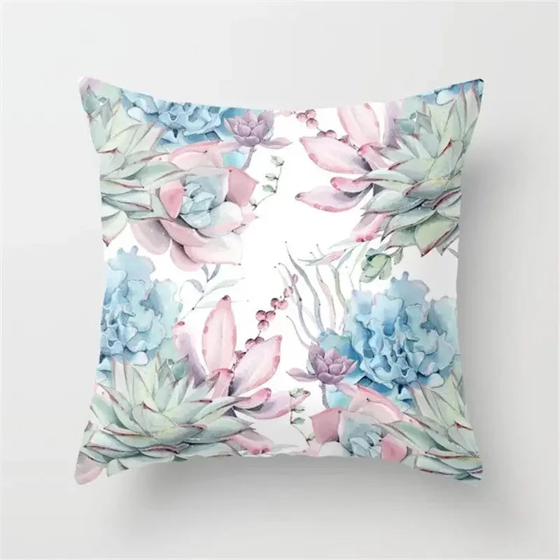 Tropical Cactus Succulent Plant Print Pillow Cover for Home Decor by Axyaa