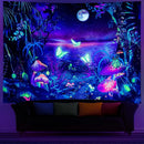 Axyaa Psychedelic UV Wall Tapestry: Skull Mushroom Witchcraft Art - Beautiful Decor