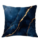 Axyaa Dark Blue & Gold Marbled Pattern Pillow Covers for Sofa, Bedroom, Car