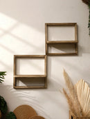 Axyaa Rustic Boho Wall Shelves 20cm Square | Bedroom & Kitchen Decor Storage