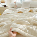 Axyaa Summer Quilt: Washed Waffle Wide Hem Soybean & Cloud Cotton Thin Quilt
