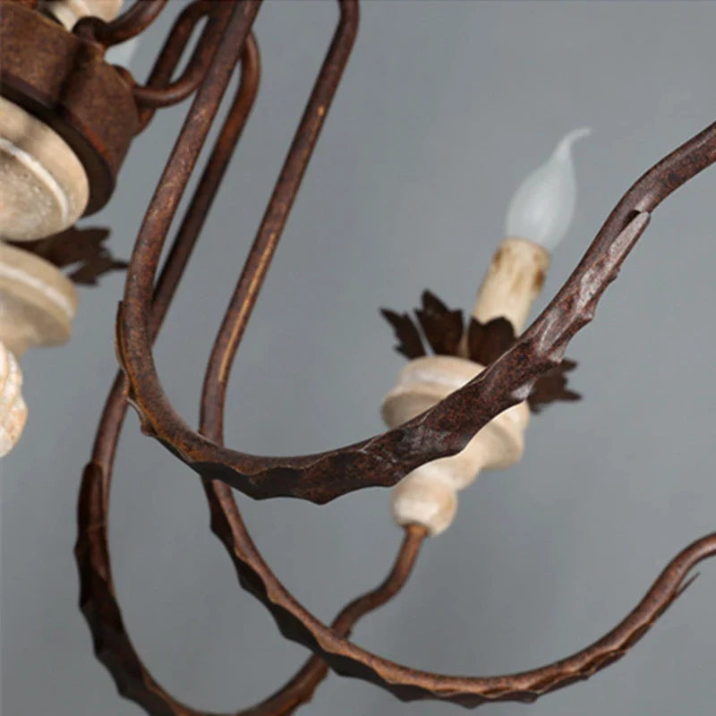 Axyaa Retro Craft Wood Chandelier for Living Room Farmhouse Church Villa Dining