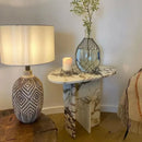 Axyaa Antique Carved Table Lamp for Living Room, Bedroom, Study - Handmade Warm Wabi Sabi Style