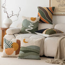 Axyaa Sunset Mountain Moon Plant Abstract Tufted Pillow Cover Cozy Decor Geometric Art