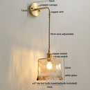 Axyaa Glass Copper LED Wall Lights with Knob Switch - Modern Bedside Lamp