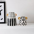 Axyaa Striped Ceramic Vase for Flowers Desk Decor Artifical Arrangement Aesthetic Ornament