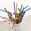 Axyaa Stainless Steel Reusable Drinking Straws Set - 6 Pcs Bent & Straight Straw Kit