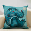 Axyaa Funny Cat Cartoon Pillowcase Linen Cushion Cover for Kids Nursery