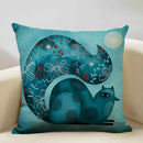 Axyaa Funny Cat Cartoon Pillowcase Linen Cushion Cover for Kids Nursery