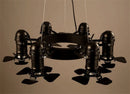 Axyaa Black Industrial Chandelier - Vintage Iron Spotlight Fixture for Restaurant & Bar.