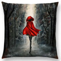 Cute Cat Moon Night Wonderland Witch Halloween Dance Pillow Cover by Axyaa