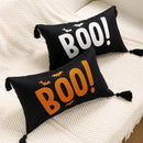 Axyaa Halloween Bat Boo Embroidery Throw Pillow Cover