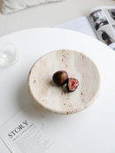 Axya Vintage Yellow Cave Stone Fruit Plate with High Foot Stand