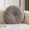 Axyaa Pom Pom Fringed Round Pillow for Home Decor & Gifts