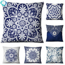 Axyaa Chinese Mandala Linen Cushion Cover for Home Decor