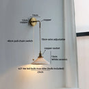 Axyaa Ceramic Vintage LED Wall Light Round Lampshade Design Pull Chain