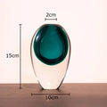 Axyaa Oval Glass Vase Desk Decoration Gradient Two Tone Flower Pot