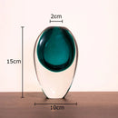 Axyaa Oval Glass Vase Desk Decoration Gradient Two Tone Flower Pot