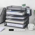 Axyaa Mesh Collection Black 4-Tier Desktop Document Tray Organizer