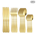 Axyaa Gold Stainless Steel Cutlery Set for Family & Restaurants, 24pcs
