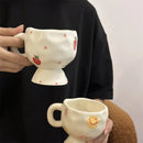 Axyaa Korean Hand-Painted High-Footed Coffee Cup, 300ml