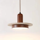 Axyaa Travertine LED Pendant Light - Modern Walnut Chandelier for Dining Kitchen Island Counter