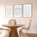 Blue Abstract Sage Matisse Plant Flower Set for Axyaa - Modern Minimalist Room Aesthetic