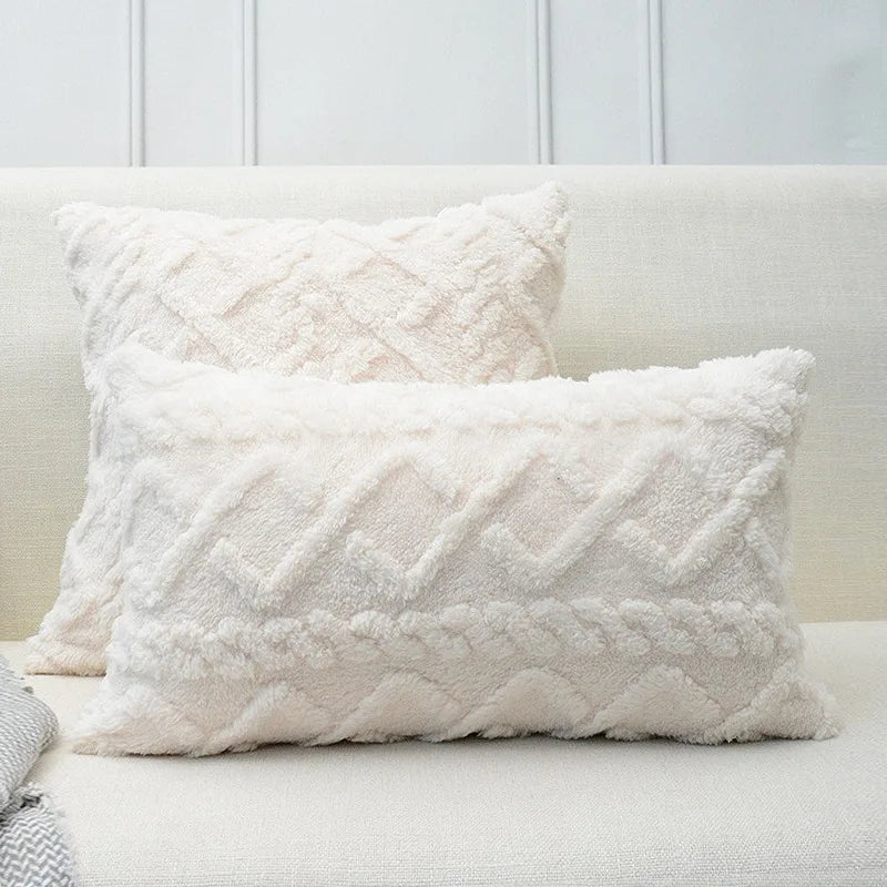 Short Plush Boho Pillowcases by Axyaa - 30x50cm Decorative Cushion Cover