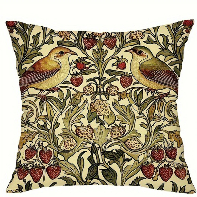 Floral Owl Bird Print Pillowcase for Living Room & Bedroom Decor by Axyaa