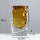 Axyaa Amber Wrinkle Glass Vase Hydroponics Floral Desk Decoration Artificial Flowers