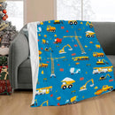Axyaa Excavator Truck Flannel Blanket - Children's Construction Truck Bed Blanket