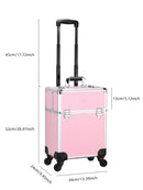 Axyaa Large Cosmetic Trolley Case with Key, Aluminum Professional Makeup Organizer