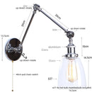 Axyaa Chrome Industrial Swing Arm Wall Sconce Clear Glass Lamparas De Pared