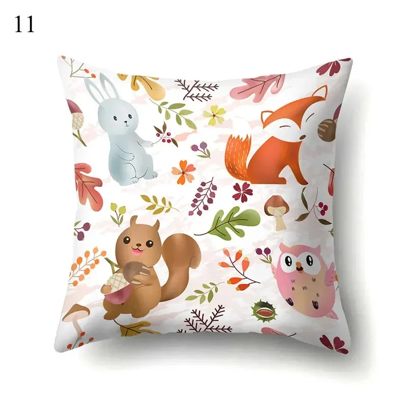 Sloth & Tropical Plants Printed Pillow Cover by Axyaa