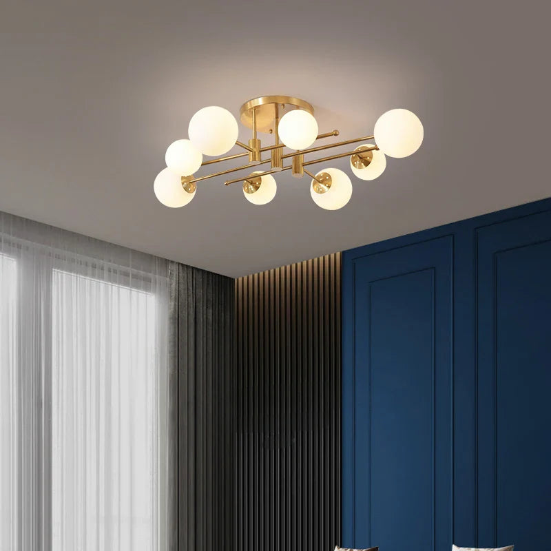 Nordic Glass Chandelier LED Light Fixture by Axyaa - Modern Living Room Decor