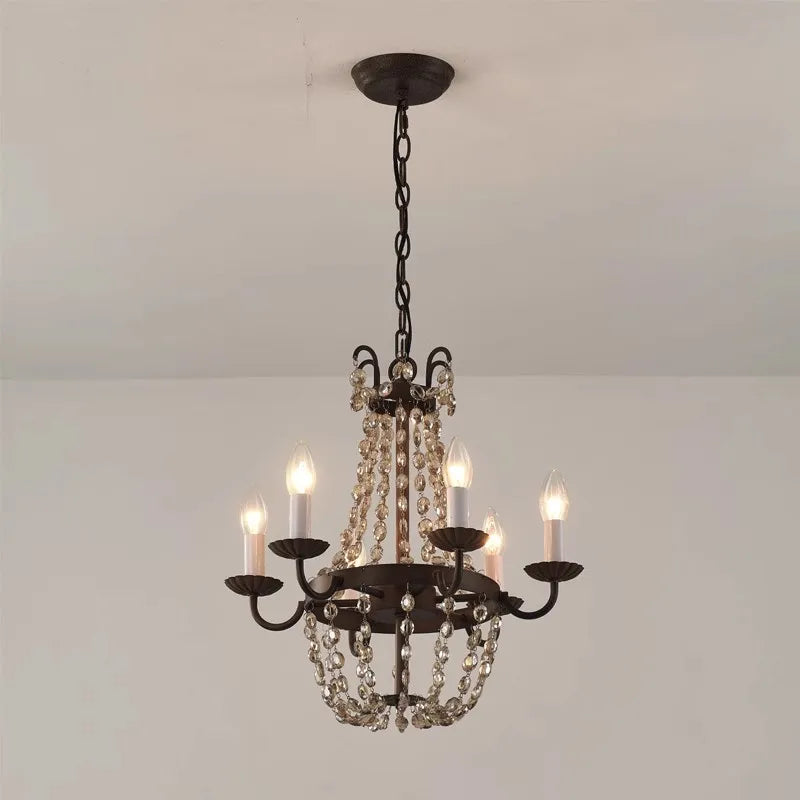 Axyaa Crystal Chandelier: Elegant Iron Art Pendant Lamp for Home and Restaurant