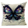 Axyaa Linen Butterfly Cushion Cover 45x45cm - Decorative Pillow Case for Sofa & Bed