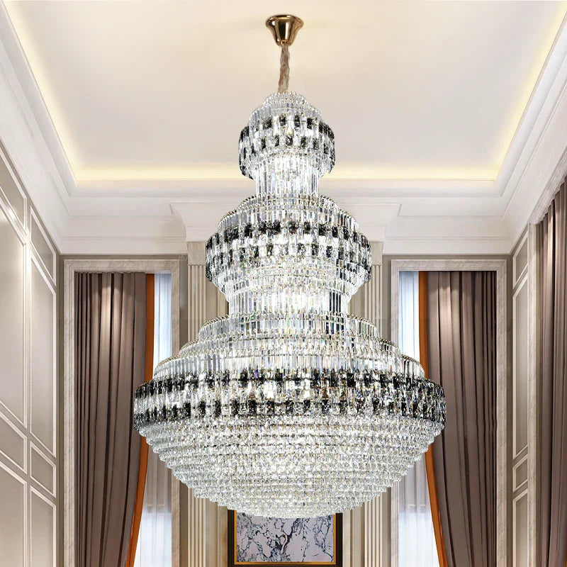 Axyaa Crystal Chandelier: Post-Modern Luxury Duplex Building LED Light for High-End Spaces