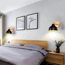 Axyaa Nordic Wooden Wall Light Black LED Bedroom Sconce