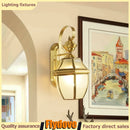 Axyaa Outdoor Brass Wall Lamp: Waterproof IP65 Garden Lighting for Courtyard, Balcony, Porch