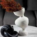 Axyaa Geometric Ceramic Vase: White Abstract Room Decoration Accessory