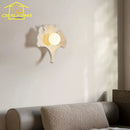 Axyaa Ginkgo Biloba Resin Wall Lamp LED: Art Decor for Bedroom, Living Room, Cafe