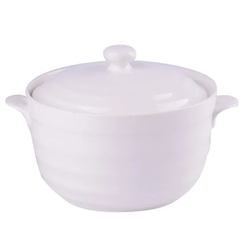 Axya Ceramic Double Ears Bowl with Lid, Large Soup Stew Cup