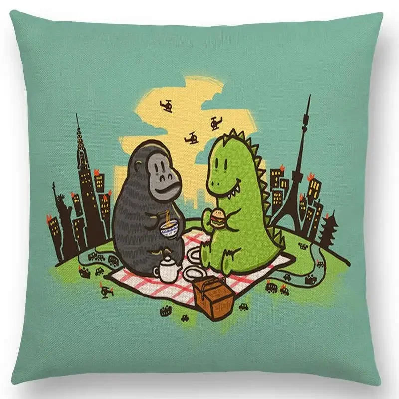 Axyaa Cartoon Animals Cushion Cover - Cat Flamingo Penguin Rabbit Pillow Case
