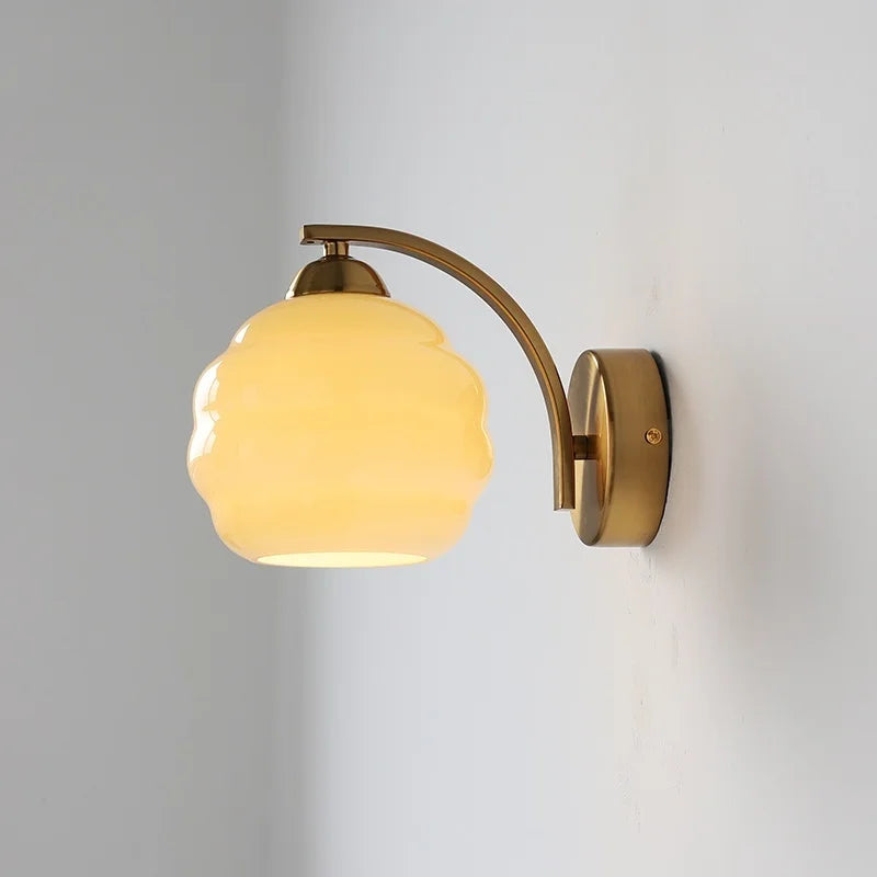 Axyaa Nordic LED Wall Sconce with Switch, Glass Shade, E27 Bulb