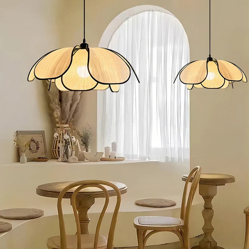 Axyaa Nordic Fabric Ceiling Chandelier LED Pendant Lights for Home Lighting