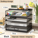 4-Tier Paper Tray Storage Box with File Holder for Desk Organization by Axyaa